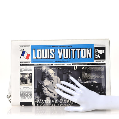 Louis Vuitton Calfskin Newspaper Print Pouch 2 of 7