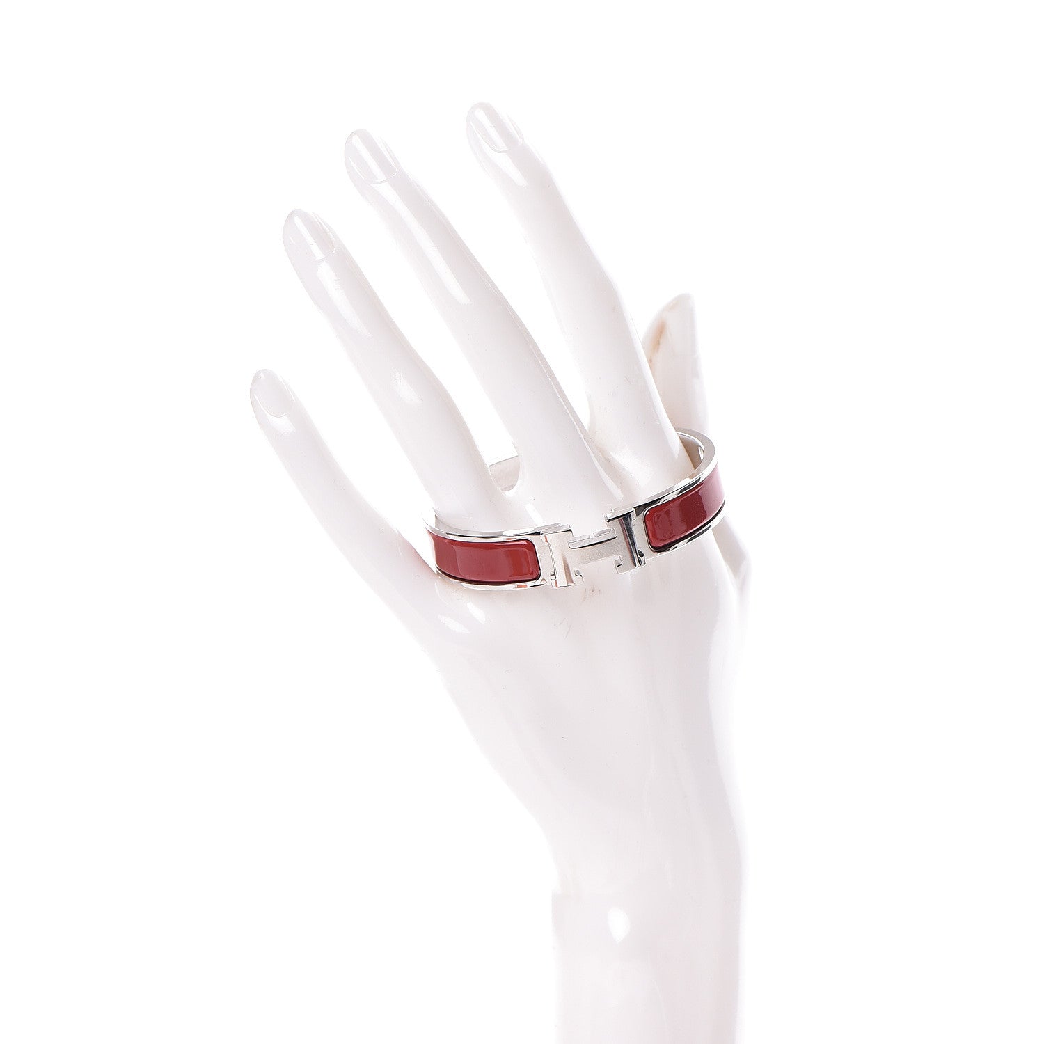 Hermes Enamel Narrow Clic Clac H Bracelet PM Rouge 2 of 5