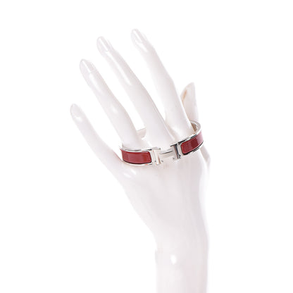 Hermes Enamel Narrow Clic Clac H Bracelet PM Rouge 2 of 5