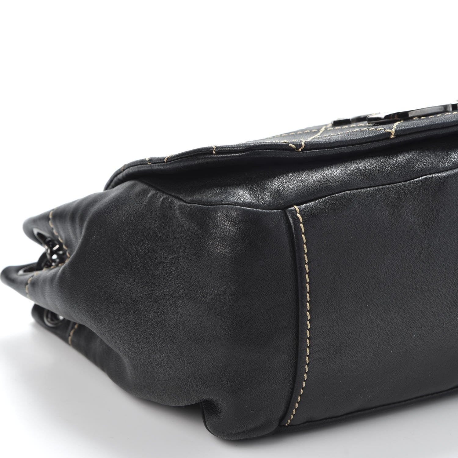 Chanel Lambskin Contrast Stitch Surpique Accordion Flap Black 5 of 9
