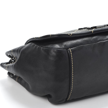 Chanel Lambskin Contrast Stitch Surpique Accordion Flap Black 5 of 9