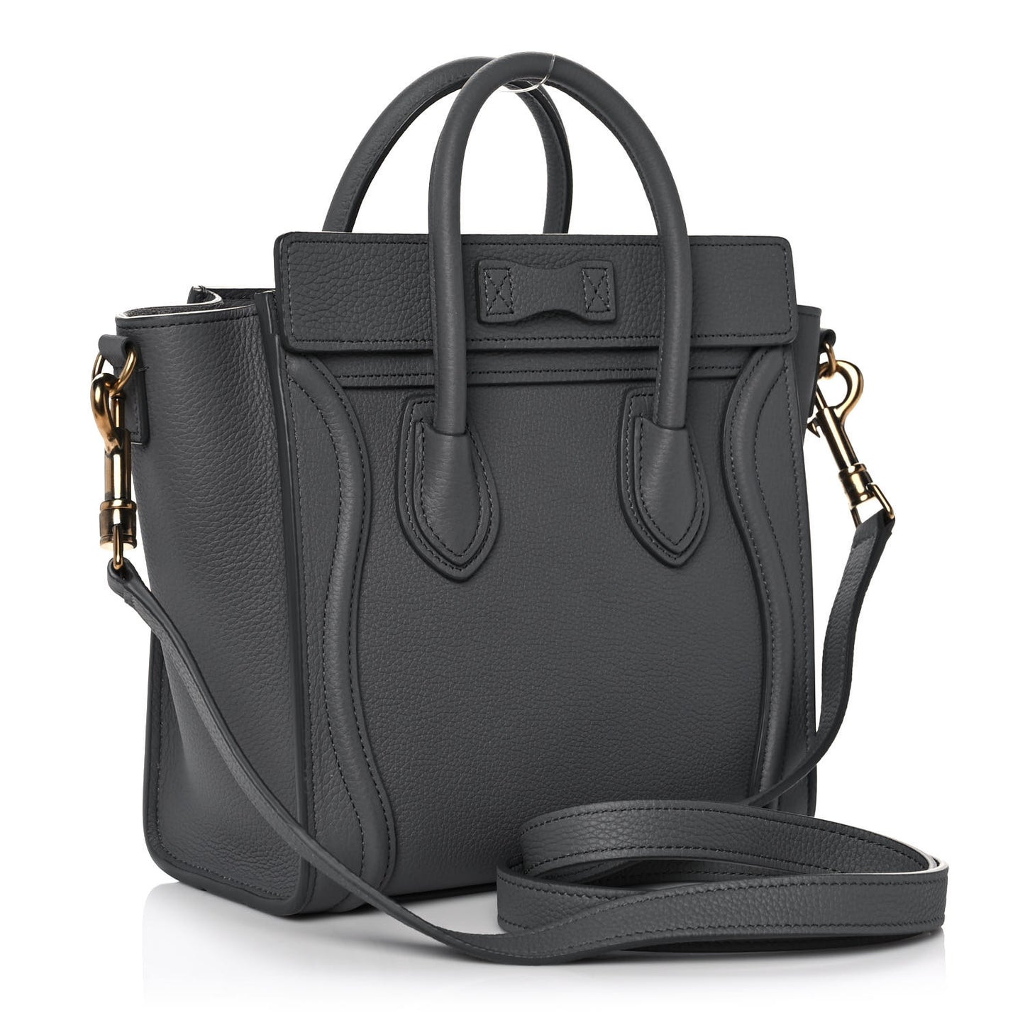 Drummed Calfskin Nano Luggage Kohl
