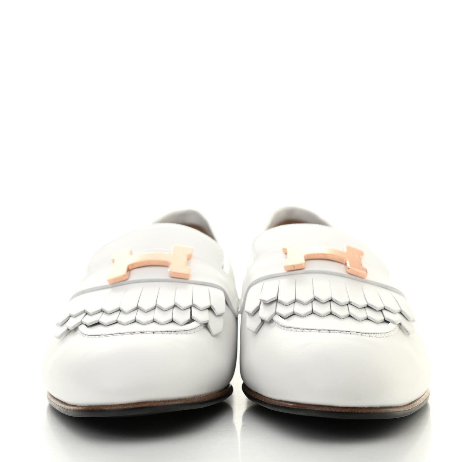Hermes Calfskin Womens Royal Loafers 40 White 2 of 9