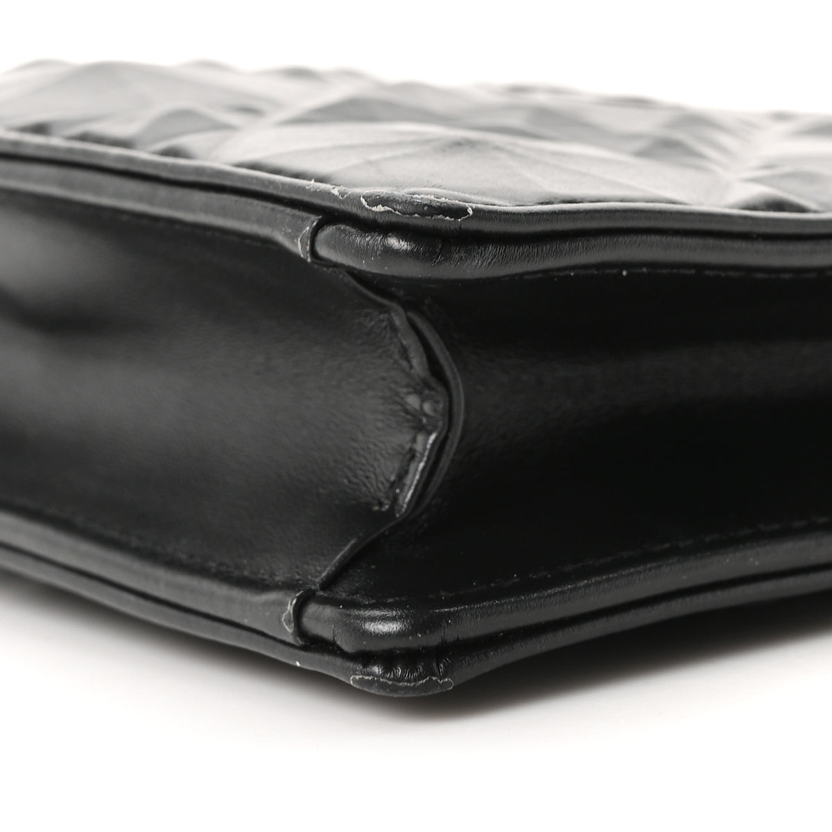 Christian Dior Calfskin Macrocannage Diamond Caro Zipped Pouch With Chain Black 11 of 12