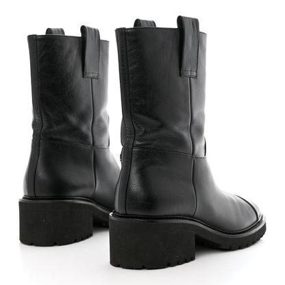 Chanel Calfskin CC Ankle Boots 38.5 Black 4 of 10