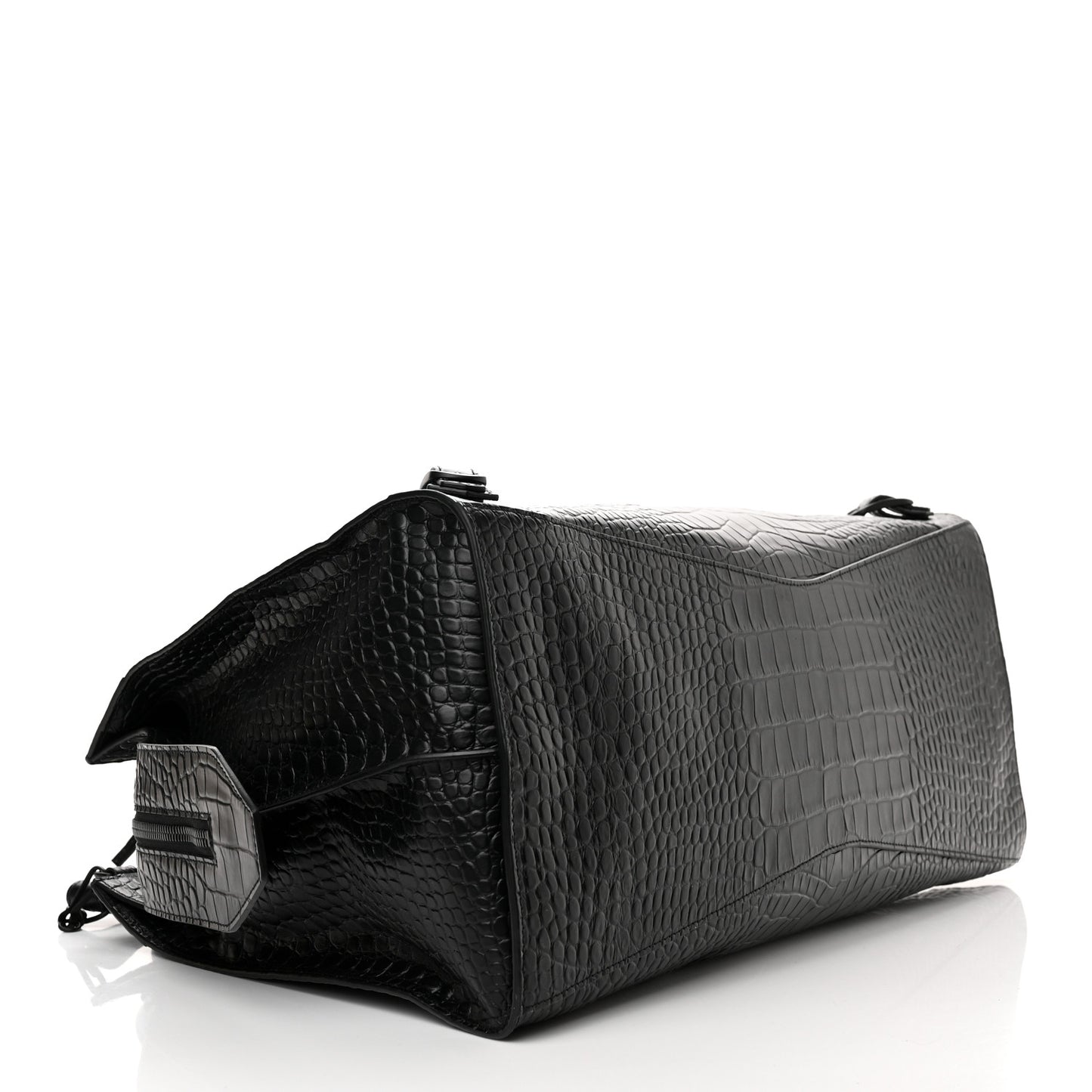 Semi Matte Calfskin Crocodile Embossed Neo Classic Black Hardware Large City Black