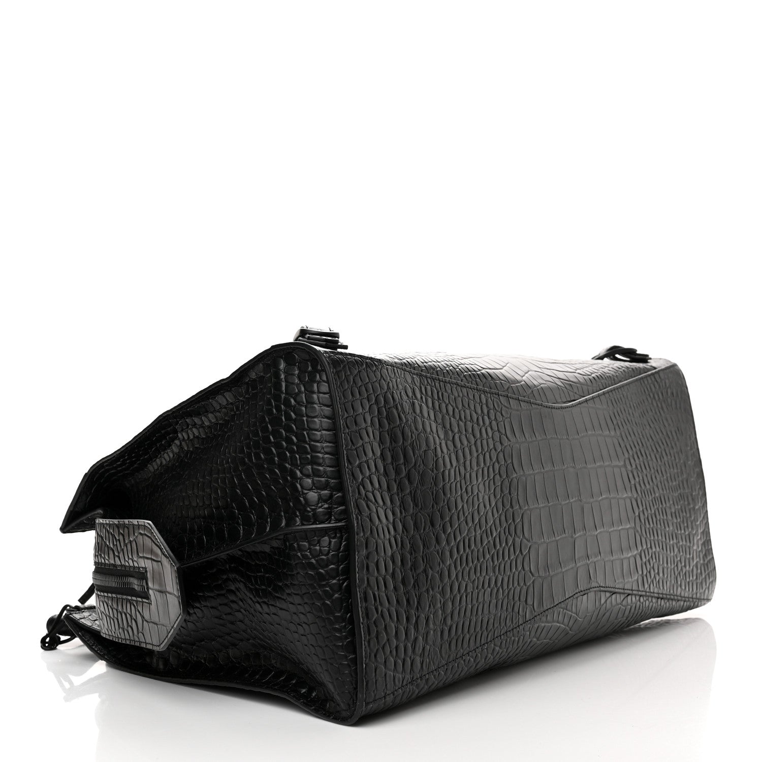 Balenciaga Semi Matte Calfskin Crocodile Embossed Neo Classic Black Hardware Large City Black 4 of 11