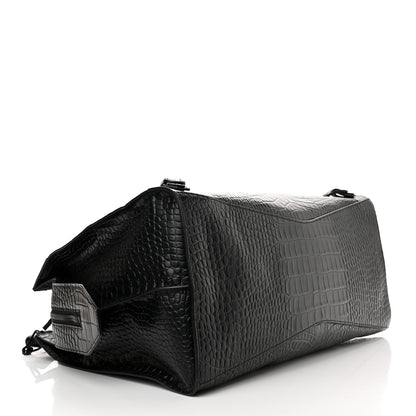Balenciaga Semi Matte Calfskin Crocodile Embossed Neo Classic Black Hardware Large City Black 4 of 11