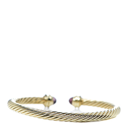 David Yurman 18K Yellow Gold Diamond Pink Tourmaline 5mm Cable Bracelet 2 of 5