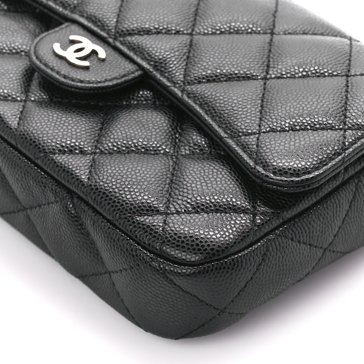 Chanel Caviar Quilted Flap Phone Holder With Chain Black 12 of 13