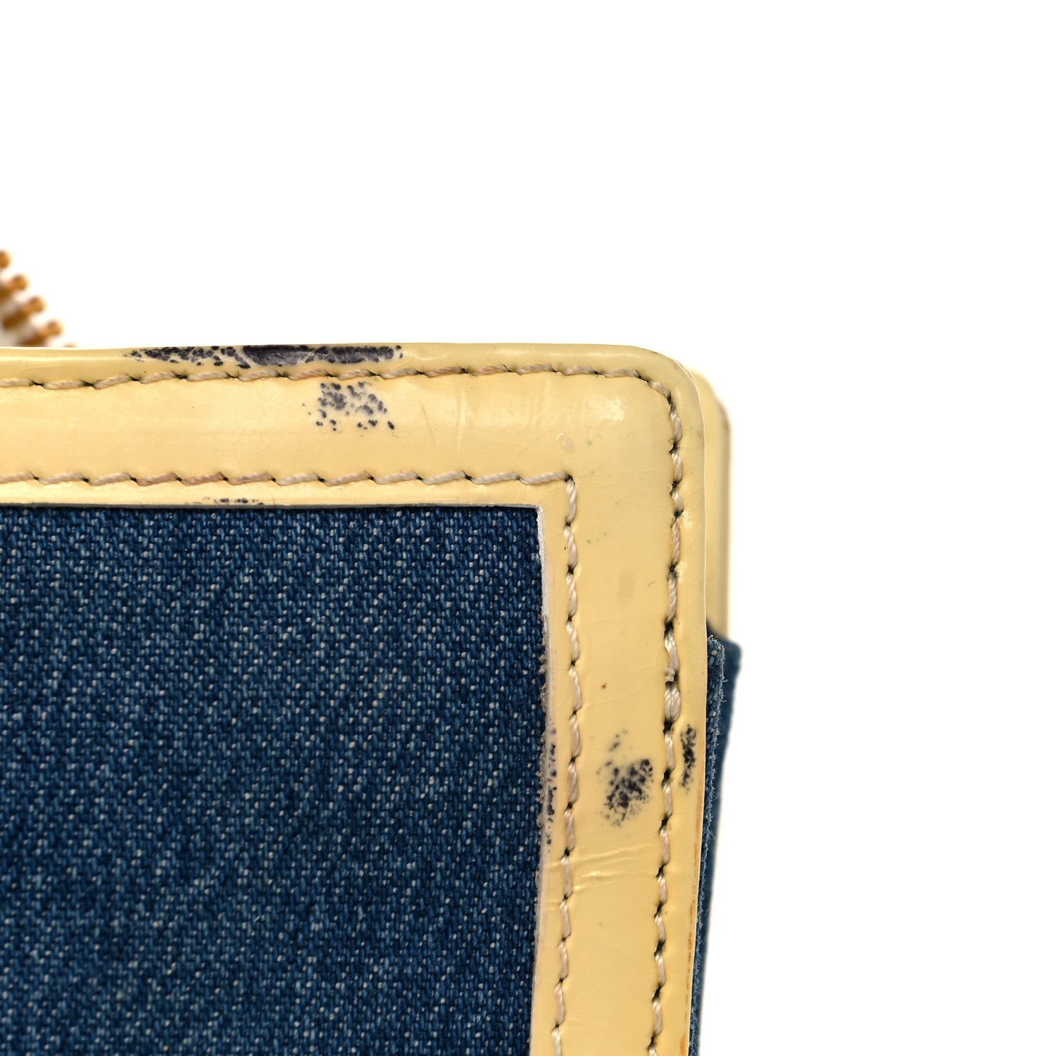 Christian Dior Denim Patent Diorella Rectangular Bag Blue 9 of 17