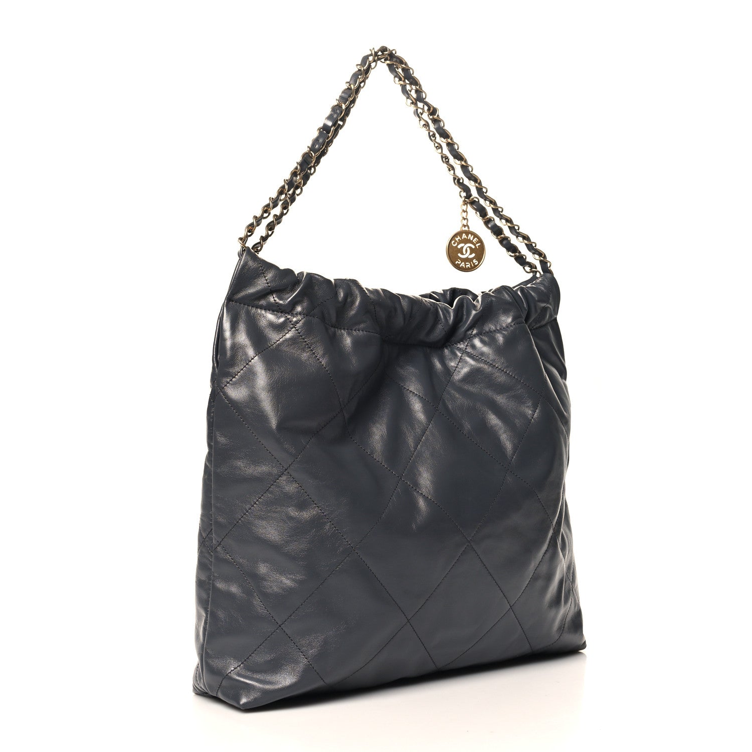 Chanel Shiny Calfskin Quilted Chanel 22 Dark Grey 4 of 13
