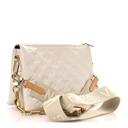 Louis Vuitton Lambskin Embossed Monogram Coussin PM Cream 3 of 12