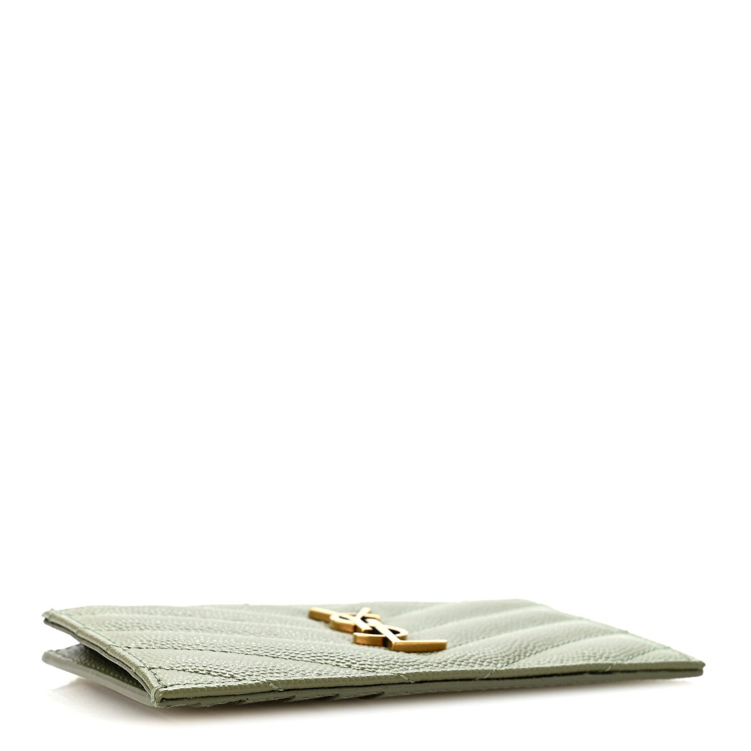 Saint Laurent Monogram Grain de Poudre 5 Fragments Zip Pouch Card Holder Light Sage 4 of 10