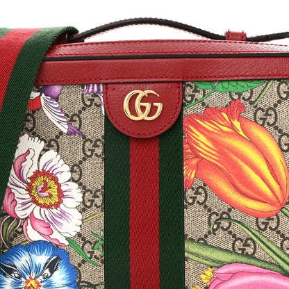 Gucci GG Supreme Monogram Flora Web Small Ophidia Top Handle Shoulder Bag Hibiscus Red 8 of 11