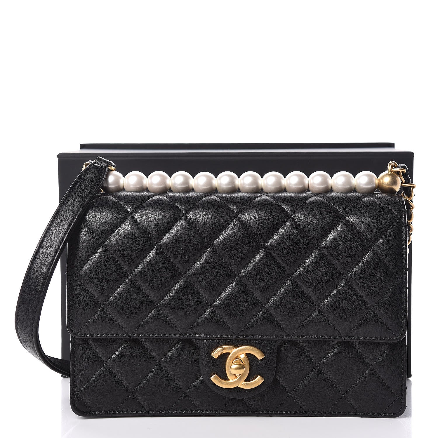 Chanel Lambskin Quilted Small Chic Pearls Flap Black 12 of 12
