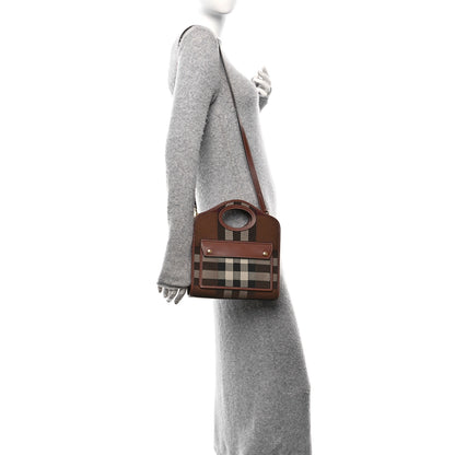 Burberry Smooth Calfskin Canvas Check Mini Pocket Bag Dark Birch Brown 2 of 12