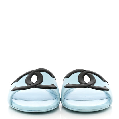 Chanel Lambskin CC Cutout Mules 36 Blue Black 36 Blue Black 3 of 12