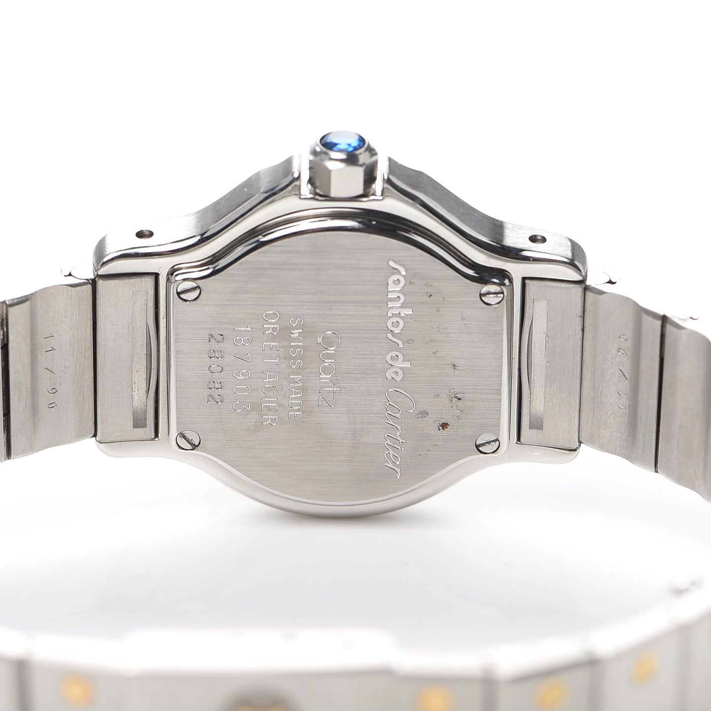 Stainless Steel 18K Yellow Gold 25mm Santos Octagon Quartz Watch