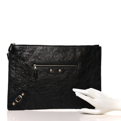 Balenciaga Agneau Giant 12 Gold Hardware Pouch Clutch Black 2 of 9