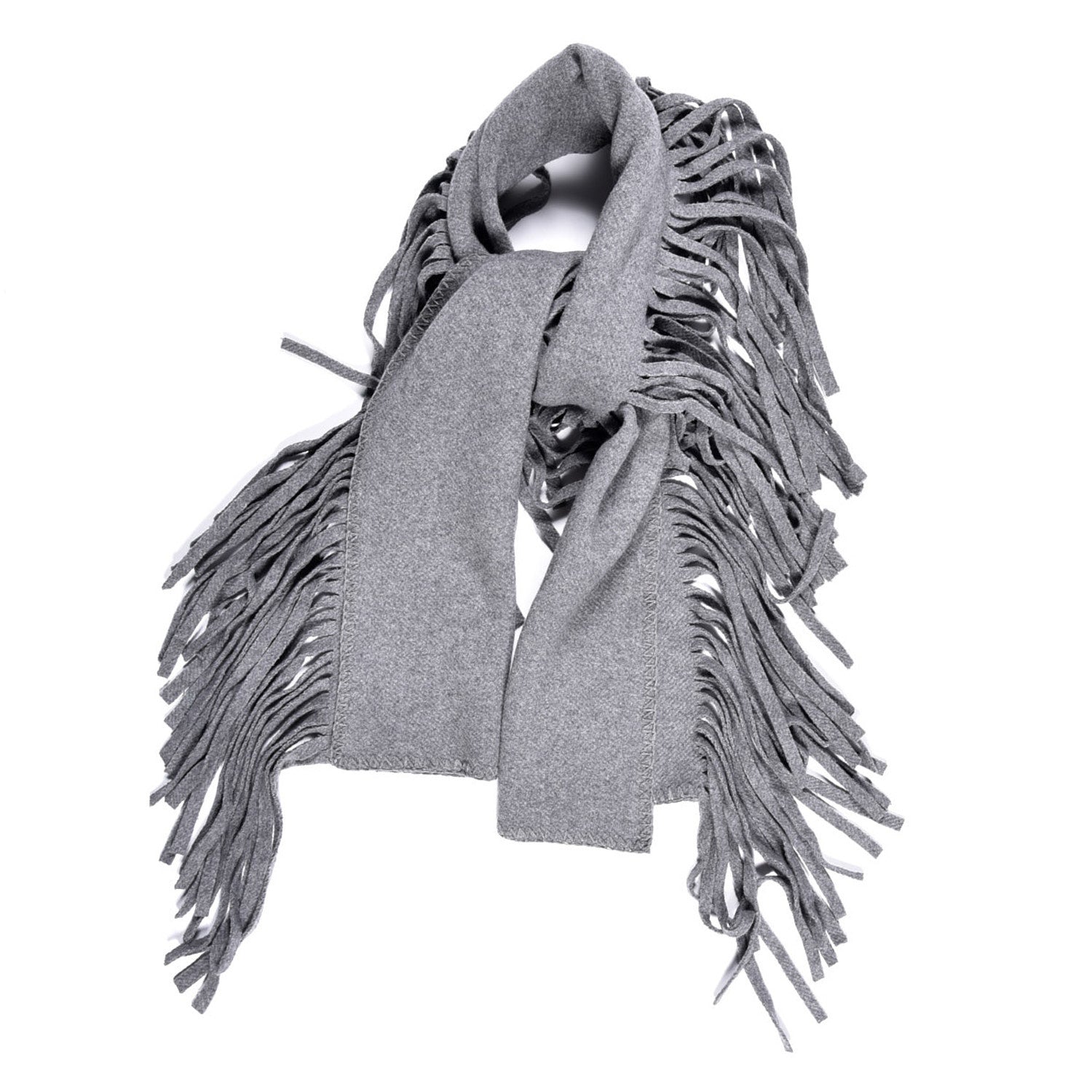 Burberry Cashmere Knitted Solid Fringe Scarf Mid Grey 1 of 3