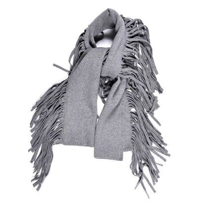 Burberry Cashmere Knitted Solid Fringe Scarf Mid Grey 1 of 3