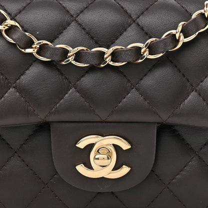 Chanel Lambskin Quilted Mini Rectangular Flap Dark Brown 8 of 11