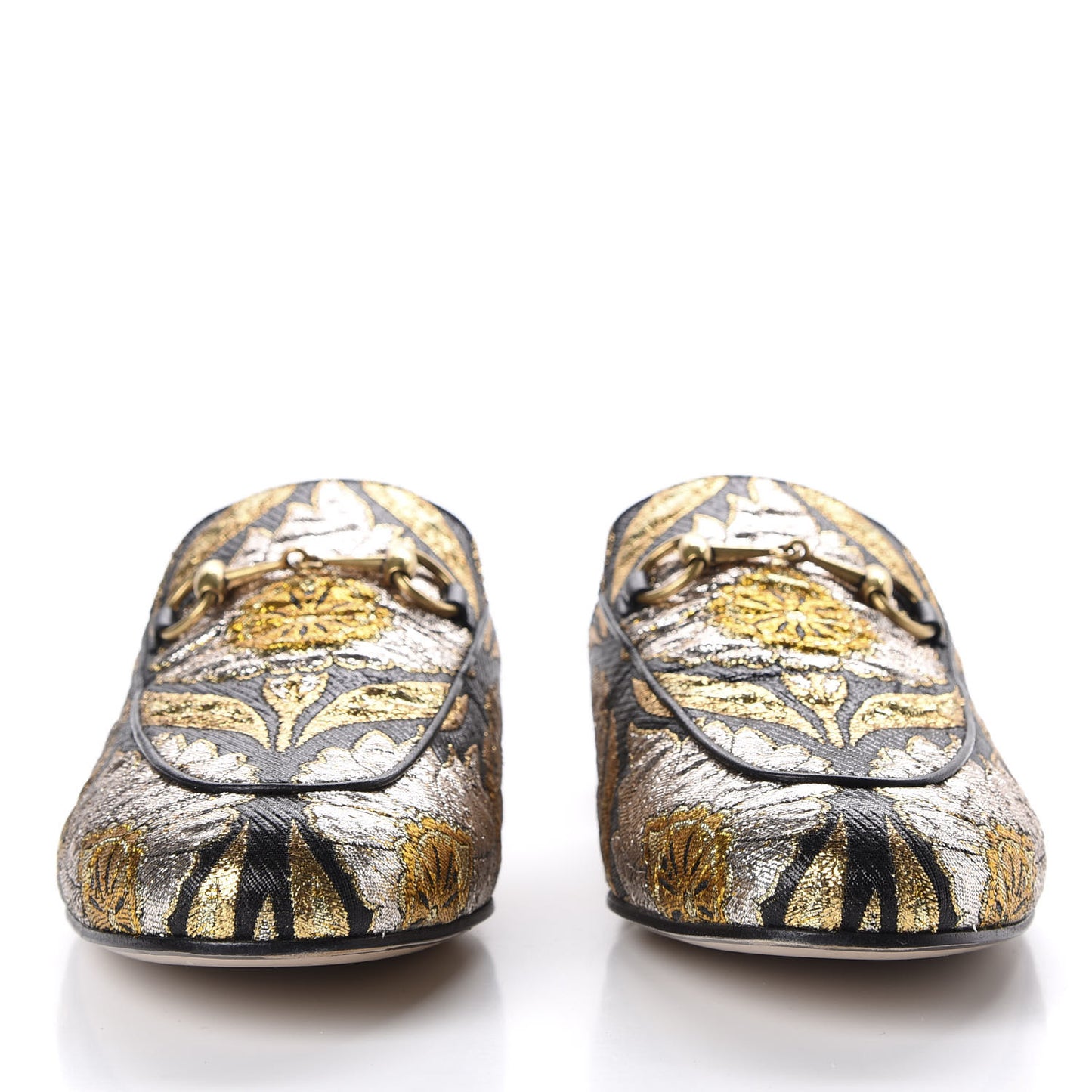 Jacquard Floral Womens Princetown Slippers 38 Oro Black