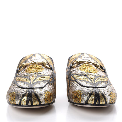 Gucci Jacquard Floral Womens Princetown Slippers 38 Oro Black 2 of 10