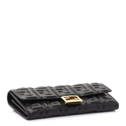 Fendi Nappa Matisse FF Embossed Continental Wallet On Chain Black 4 of 11