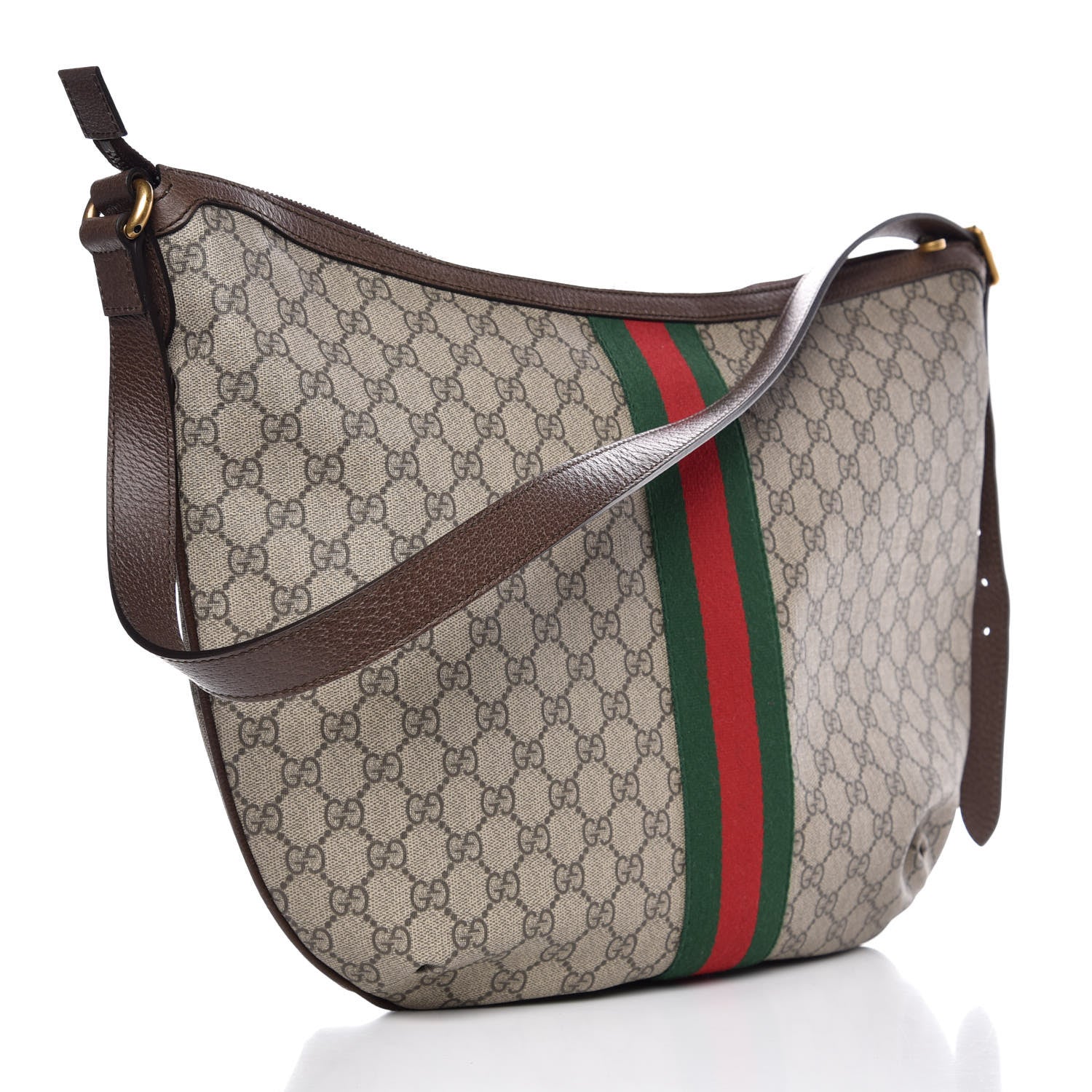 Gucci GG Supreme Monogram Web Ophidia Half Moon Hobo Brown 3 of 7
