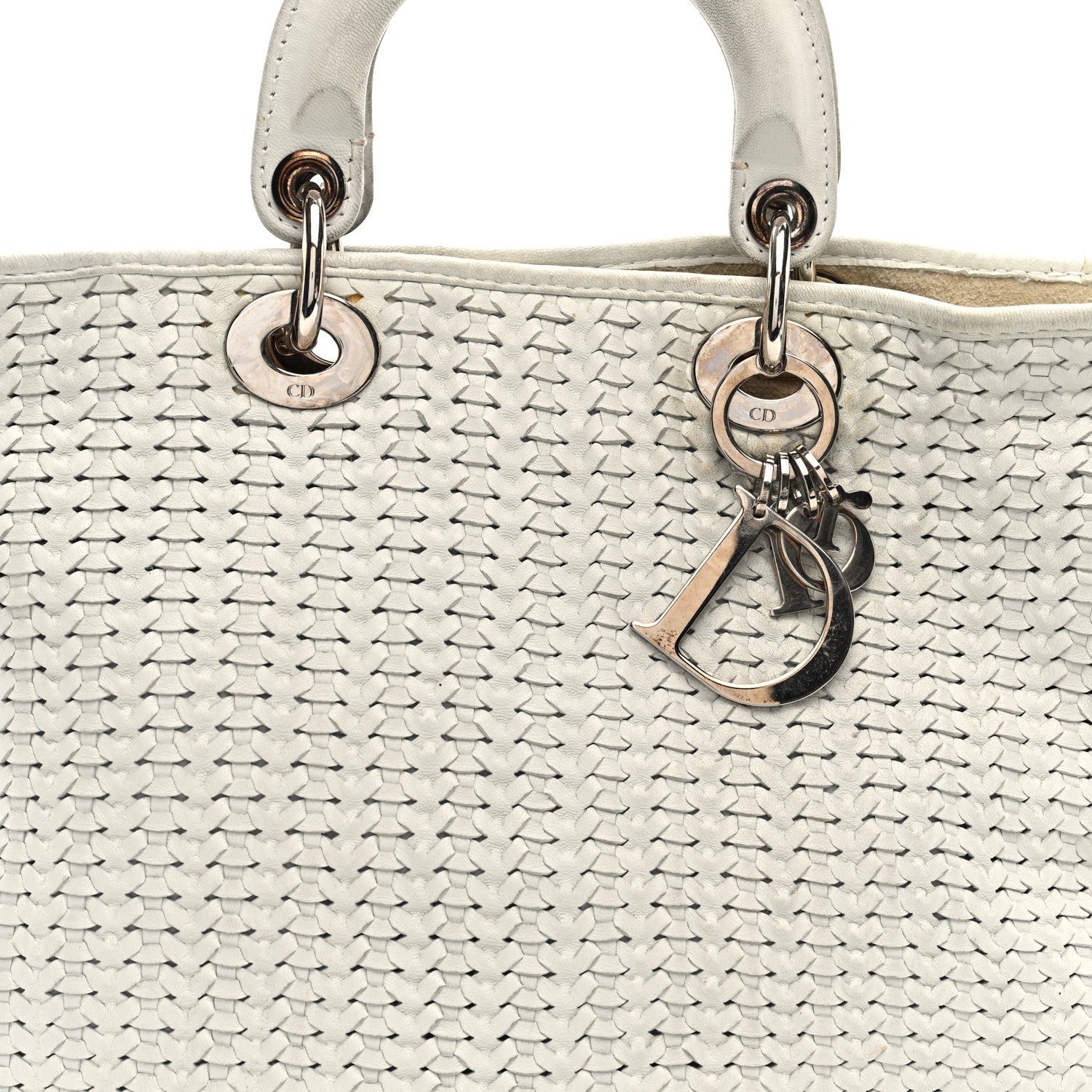 Christian Dior Lambskin Woven Dior Tote White 7 of 9