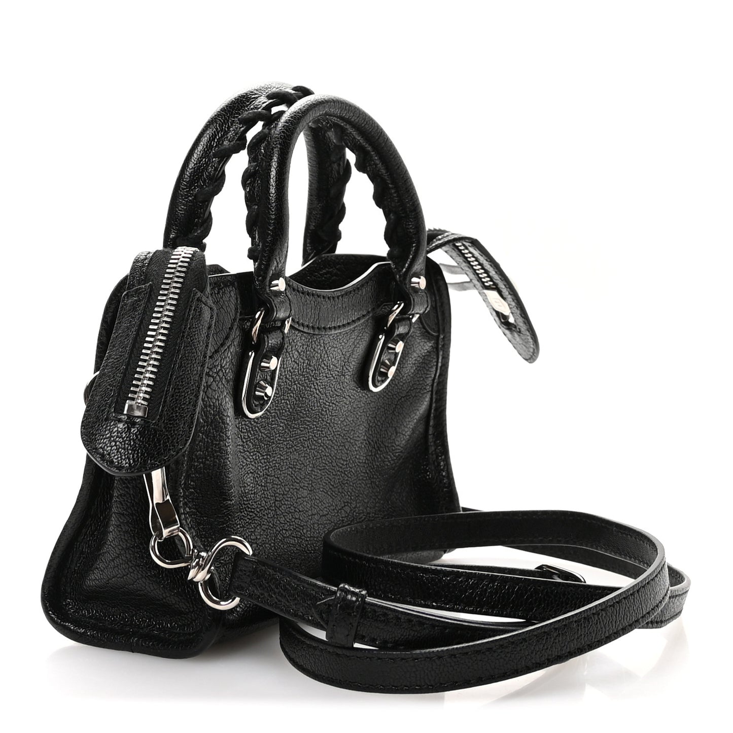Chevre Silver Metallic Edge Hardware Nano City Black
