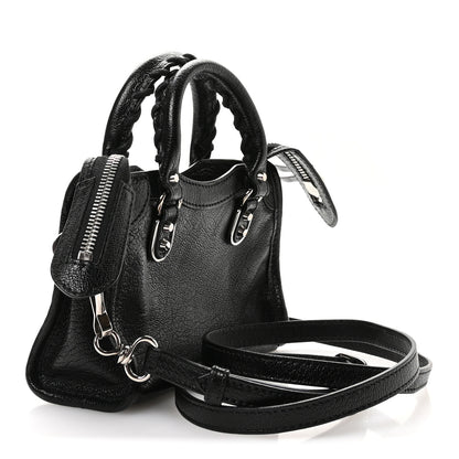 Balenciaga Chevre Silver Metallic Edge Hardware Nano City Black 3 of 11