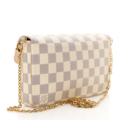 Louis Vuitton Damier Azur Pochette Felicie Chain Wallet Rose Ballerine 3 of 12