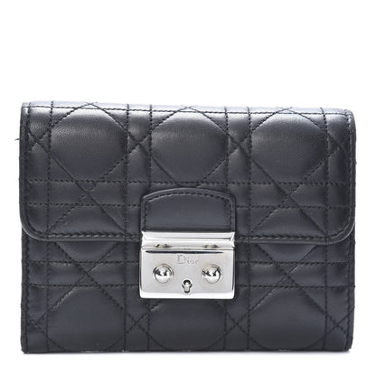 Christian Dior Lambskin Cannage Miss Dior Explorateur Compact Wallet Black 1 of 13