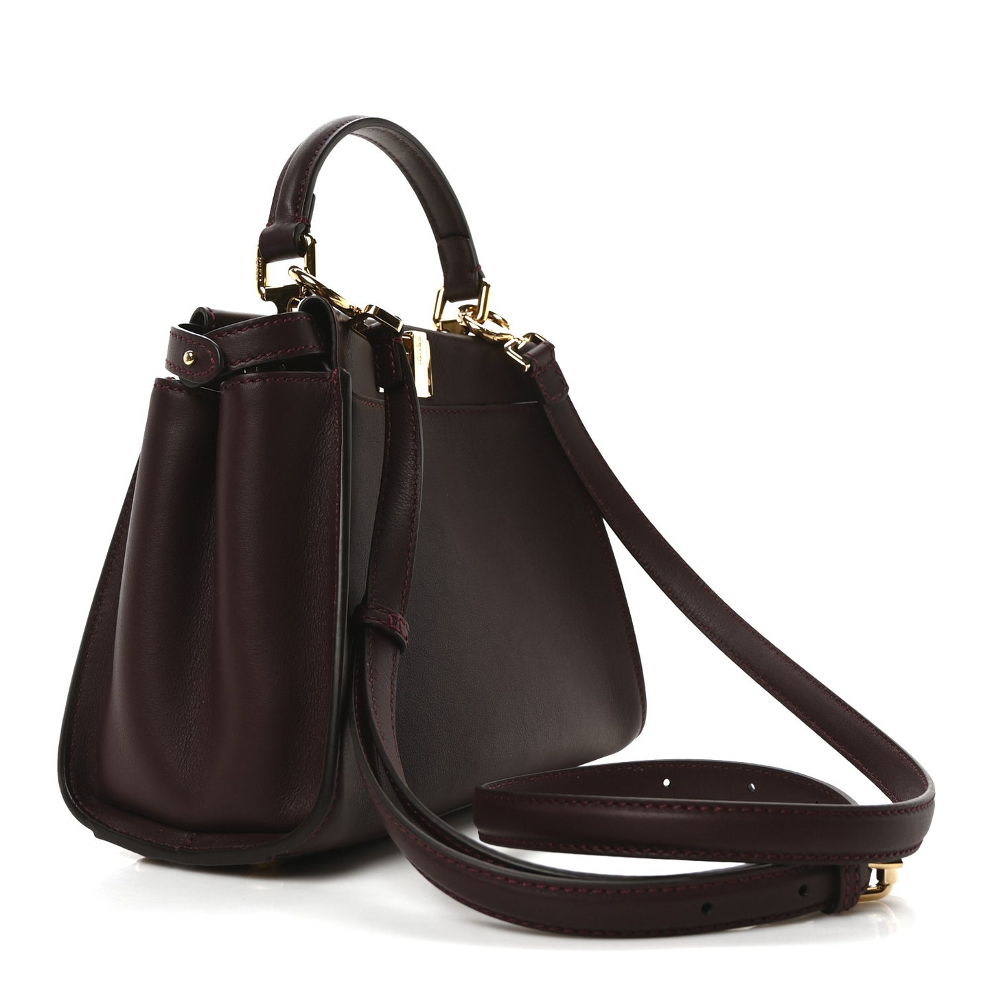 Vitello Seta Fabric Jacquard FF 1974 Mini Peekaboo Iconic Satchel Granata Tobacco Moro