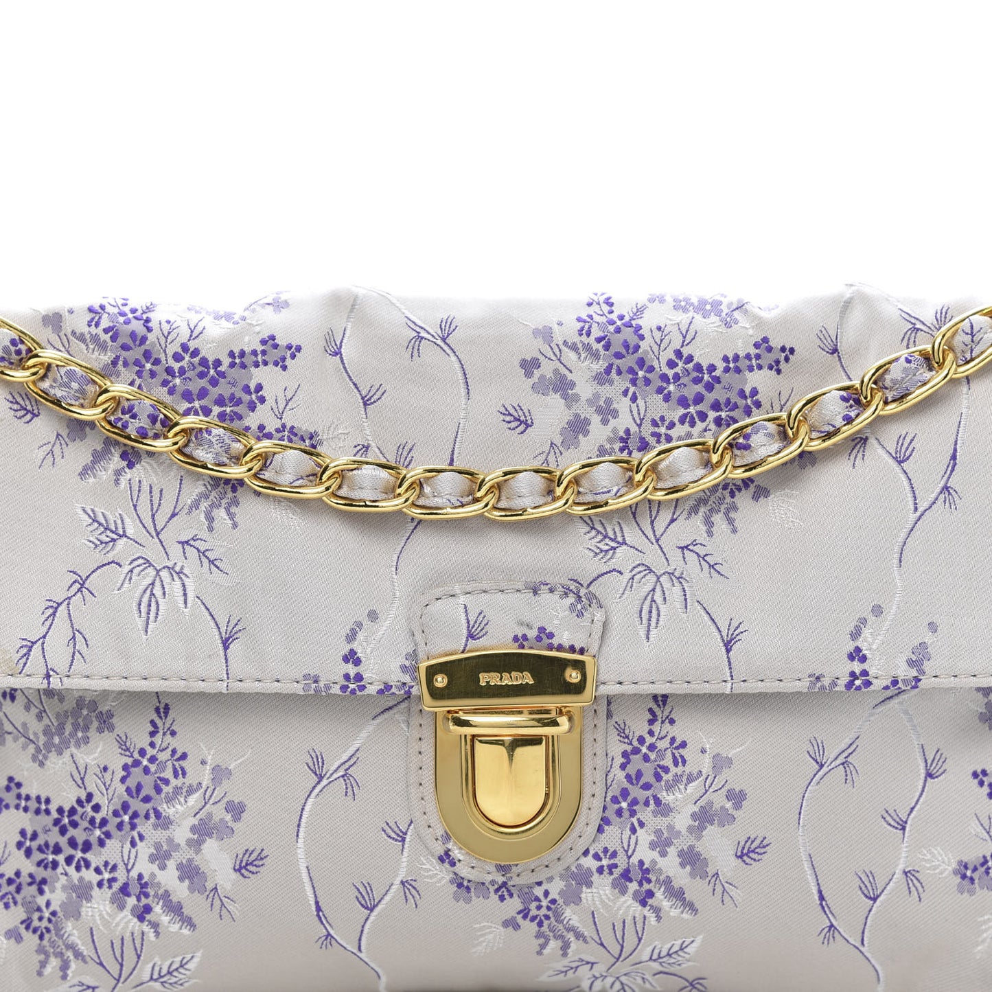 Tessuto Nylon Jacquard Floral Print Shoulder Bag Glicine