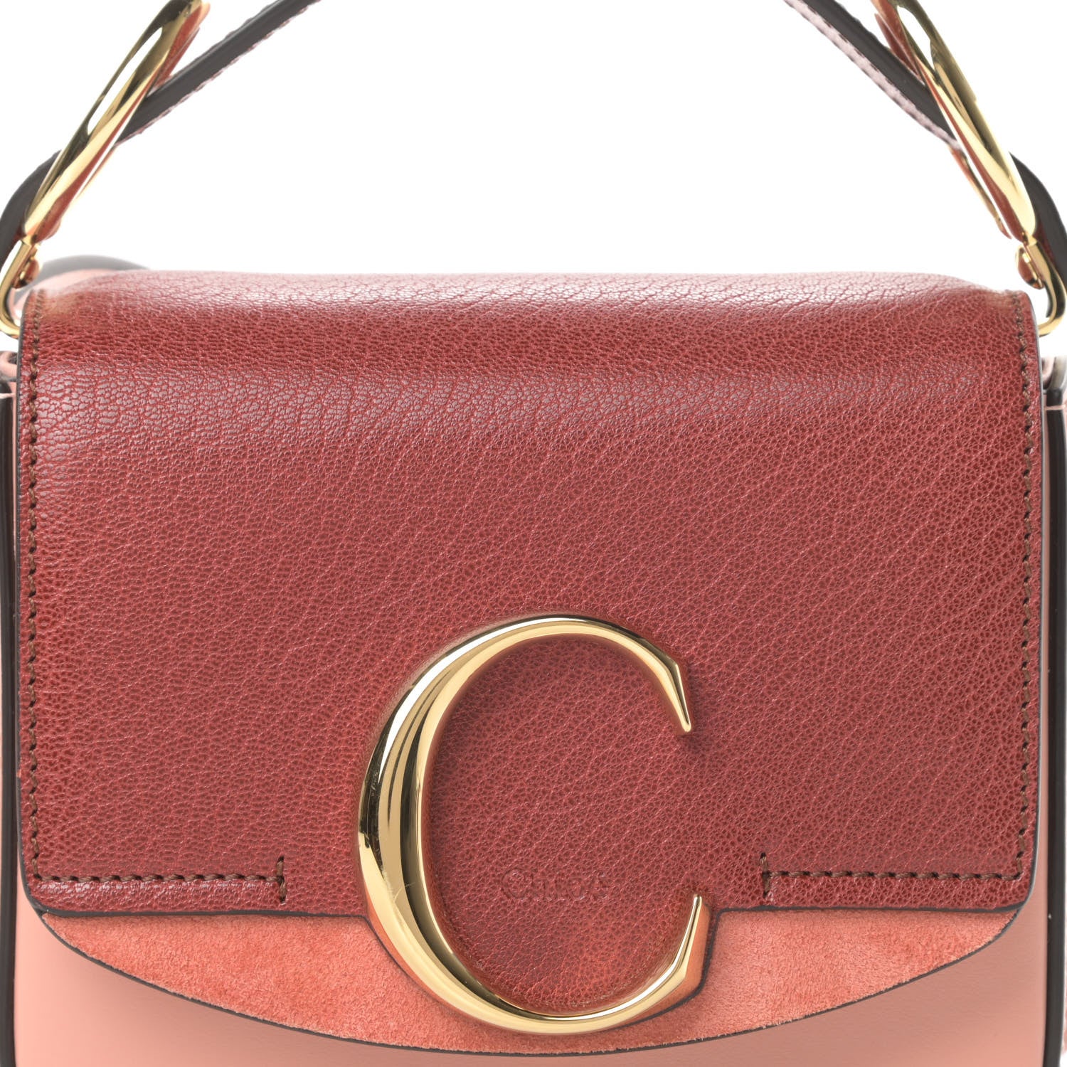 Chloe Shiny Calfskin Goatskin Mini C Double Carry Fallow Pink 8 of 12