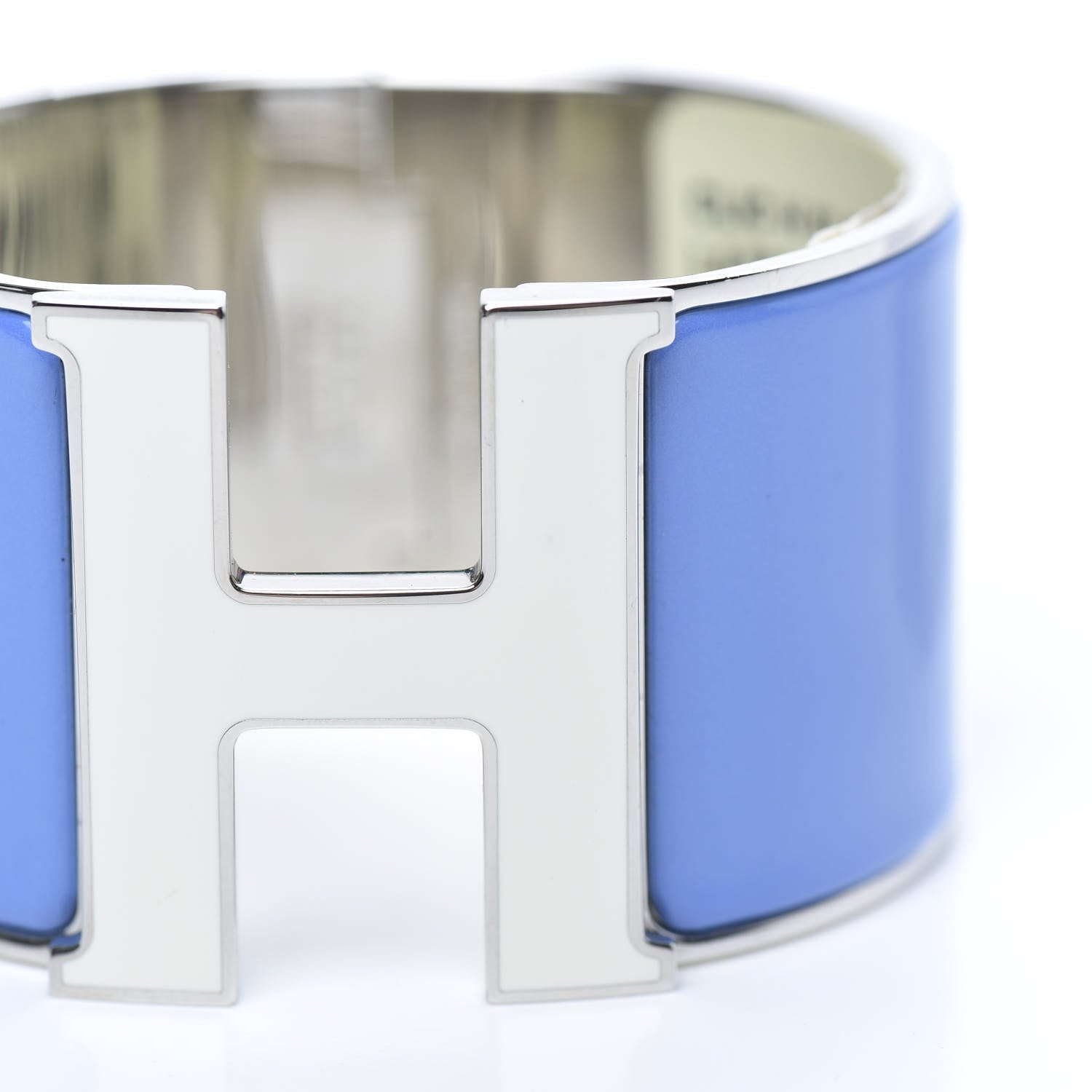 Hermes Enamel Extra Wide Clic Clac H Bracelet PM Blanc Bleu Transat 8 of 8