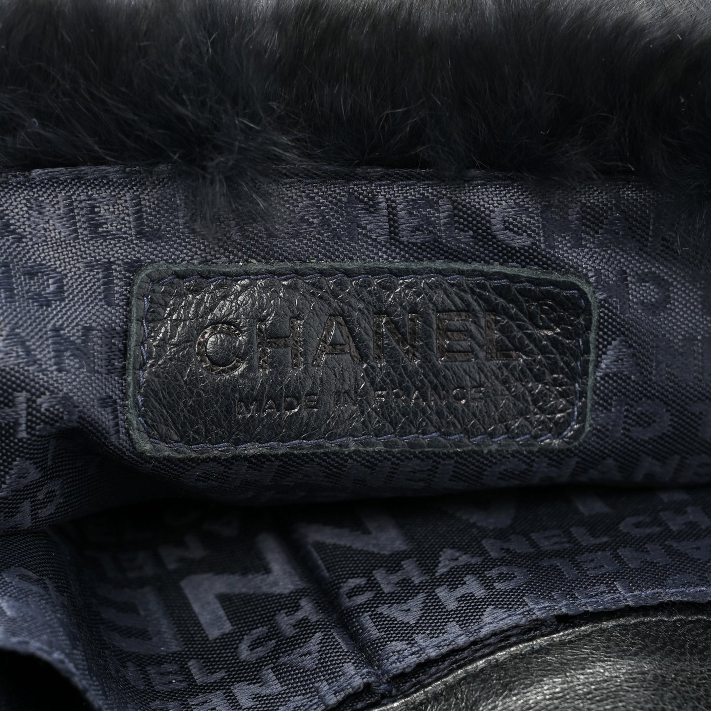 Rabbit Fur Chain Flap Navy