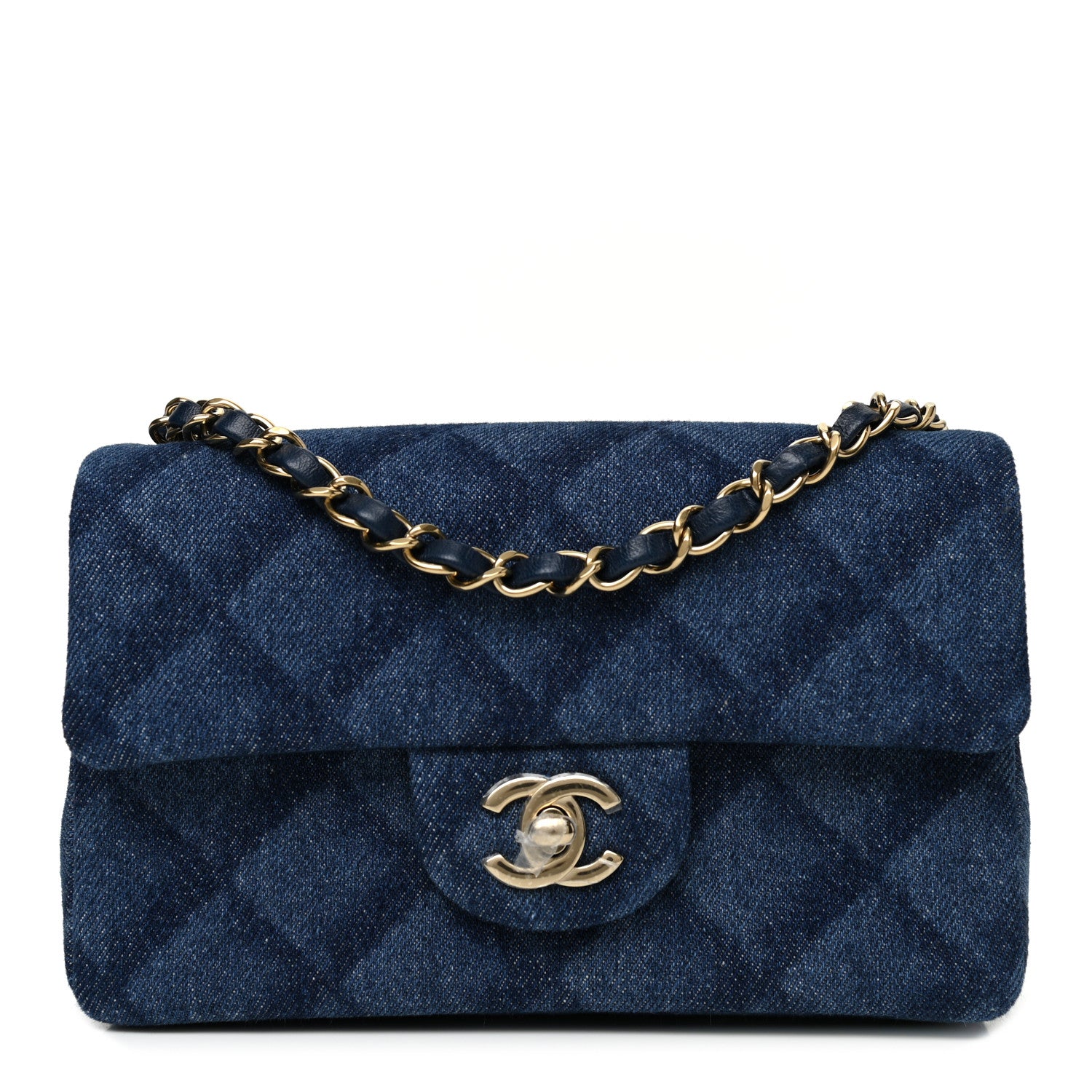 Chanel Printed Denim Quilted Mini Rectangular Flap Dark Blue 1 of 10