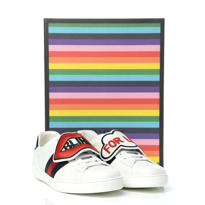 Gucci Calfskin Ayers Web Blind for Love Embroidered Mens Ace Sneakers 11.5 White 11 of 11