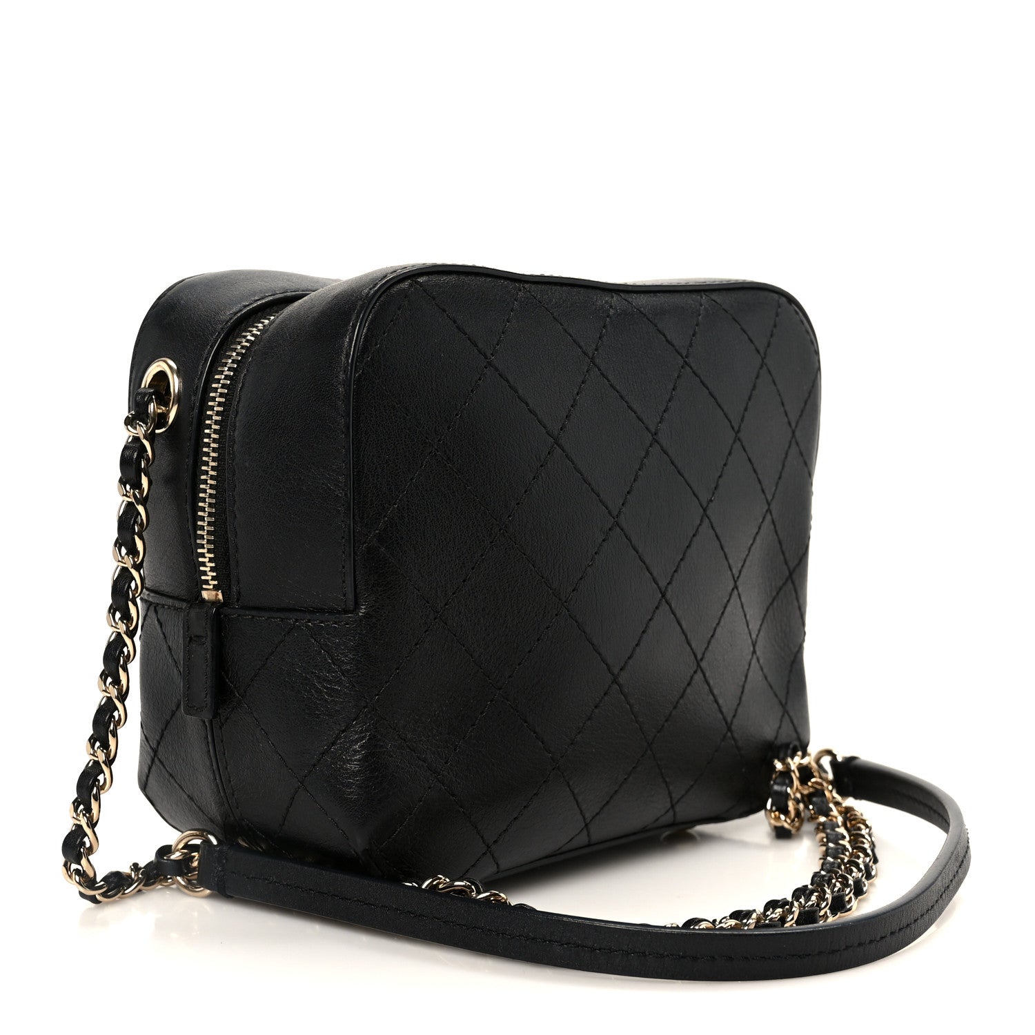 Chanel Calfskin Stitched Covered CC Camera Case Bag Black 3 of 10