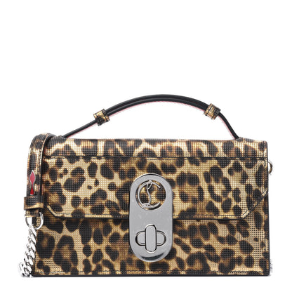 Christian Louboutin Metallic Calfskin Coins Leopard Print Small Elisa Baguette Gold Silver 1 of 10