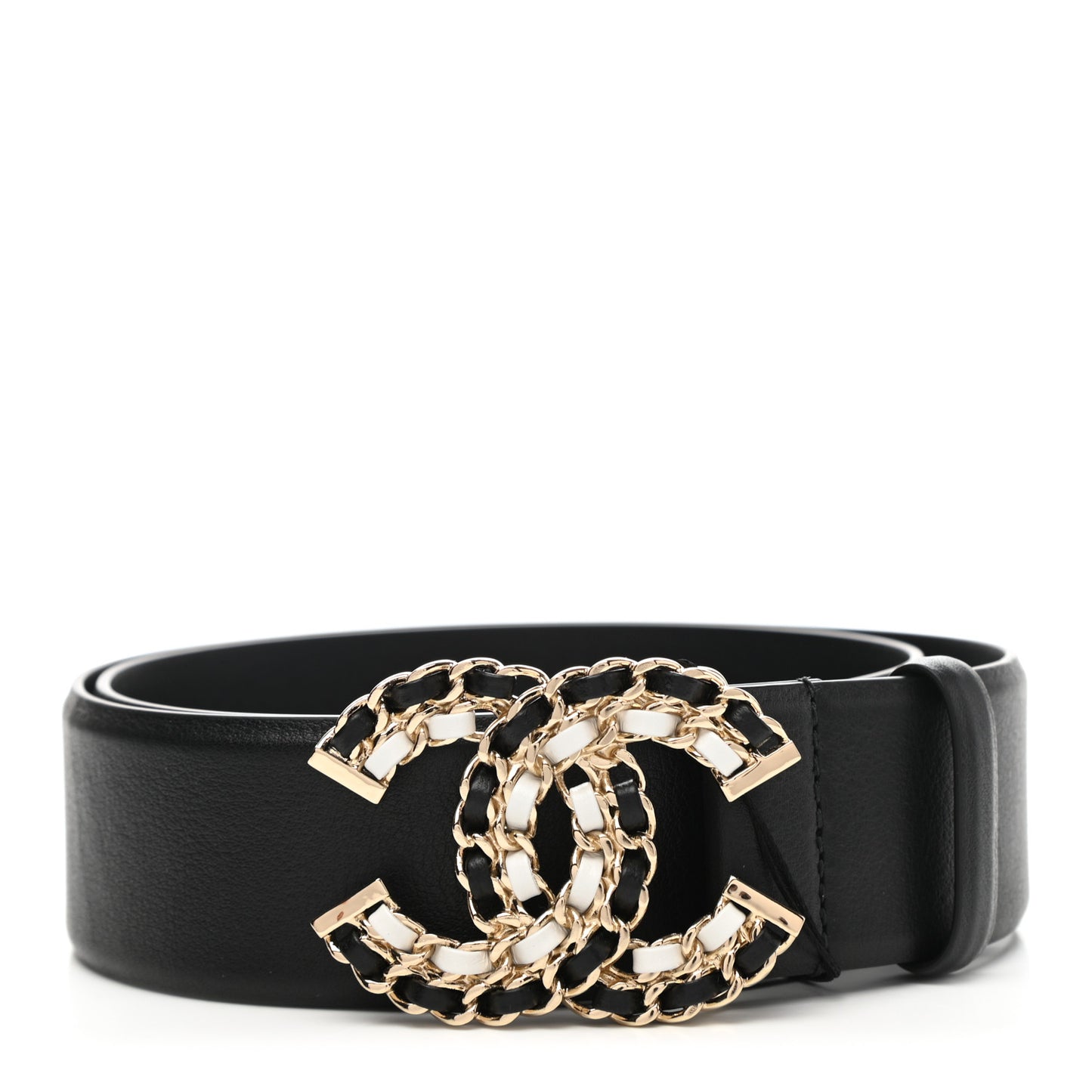 Calfskin CC Chain Belt 75 30 Black