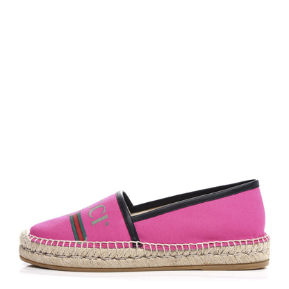 Gucci Canvas Logo Espadrilles 36.5 Cyclamen Rose Black 1 of 10