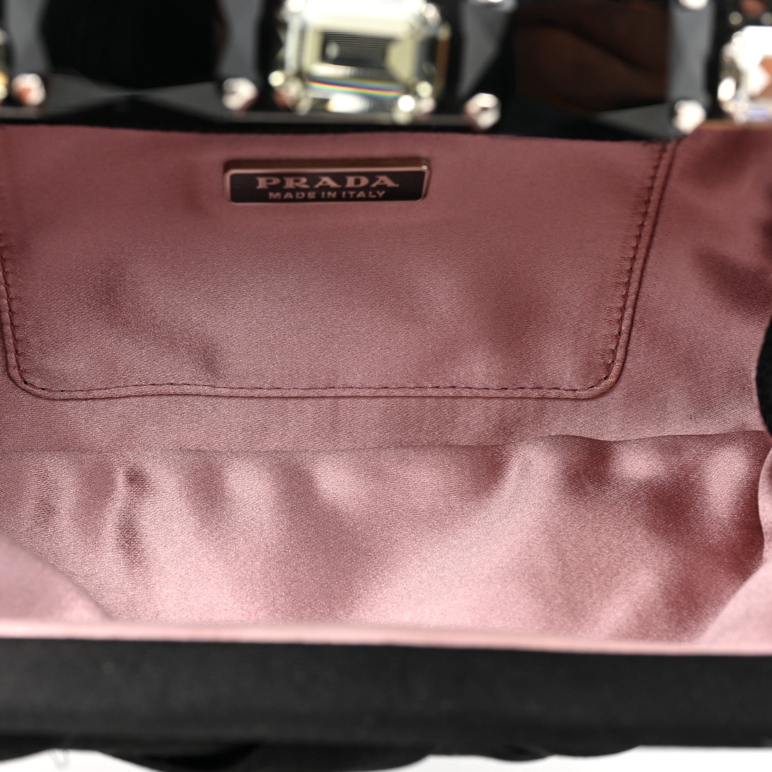 Prada Satin Crystal Clutch Black 6 of 9