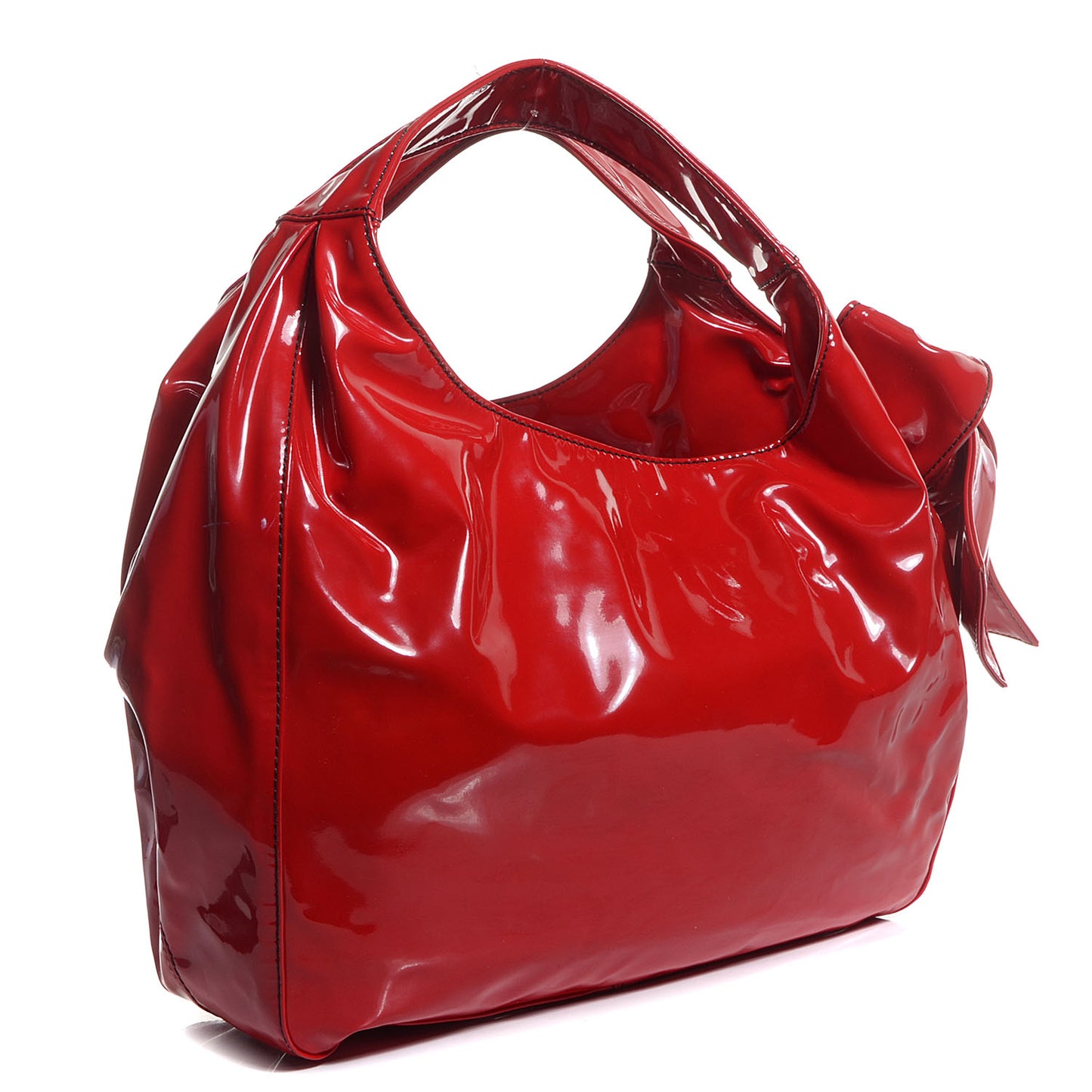 Patent Lacca Small Nuage Bow Hobo Red