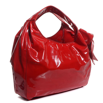 Valentino Garavani Patent Lacca Small Nuage Bow Hobo Red 3 of 8